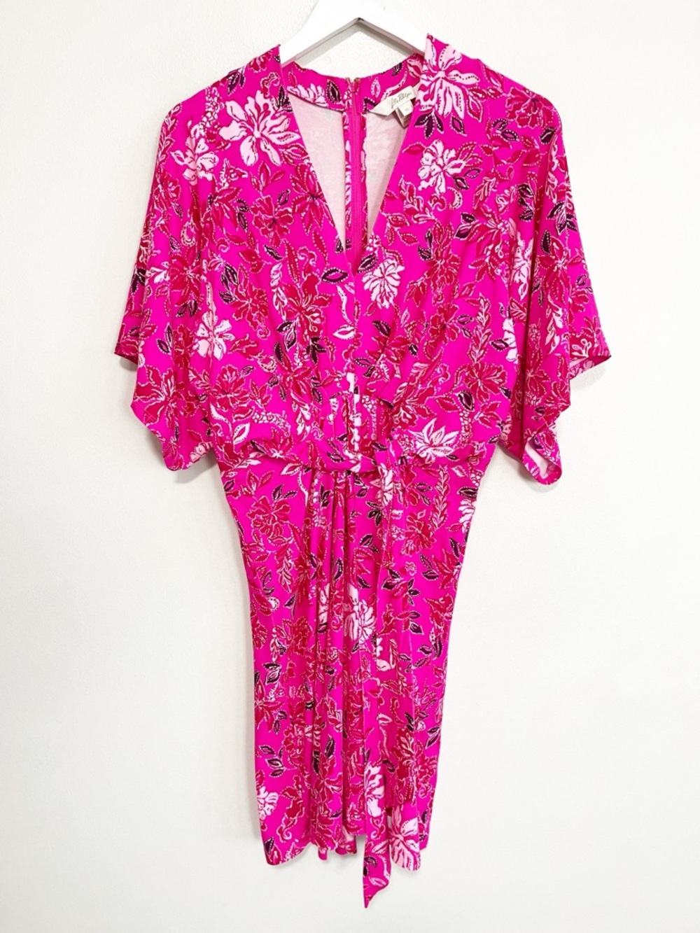 Lilly Pulitzer Wisteria Jersey Knit Kimono Sleeve Floral Dress Pink 10 - Picture 4 of 10